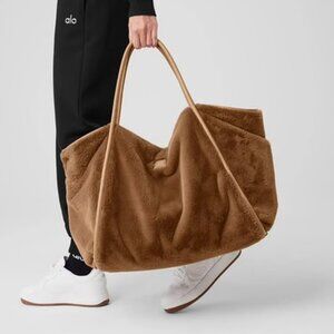 GUC Alo Yoga Faux Fur Tote Bag Toasted Almond